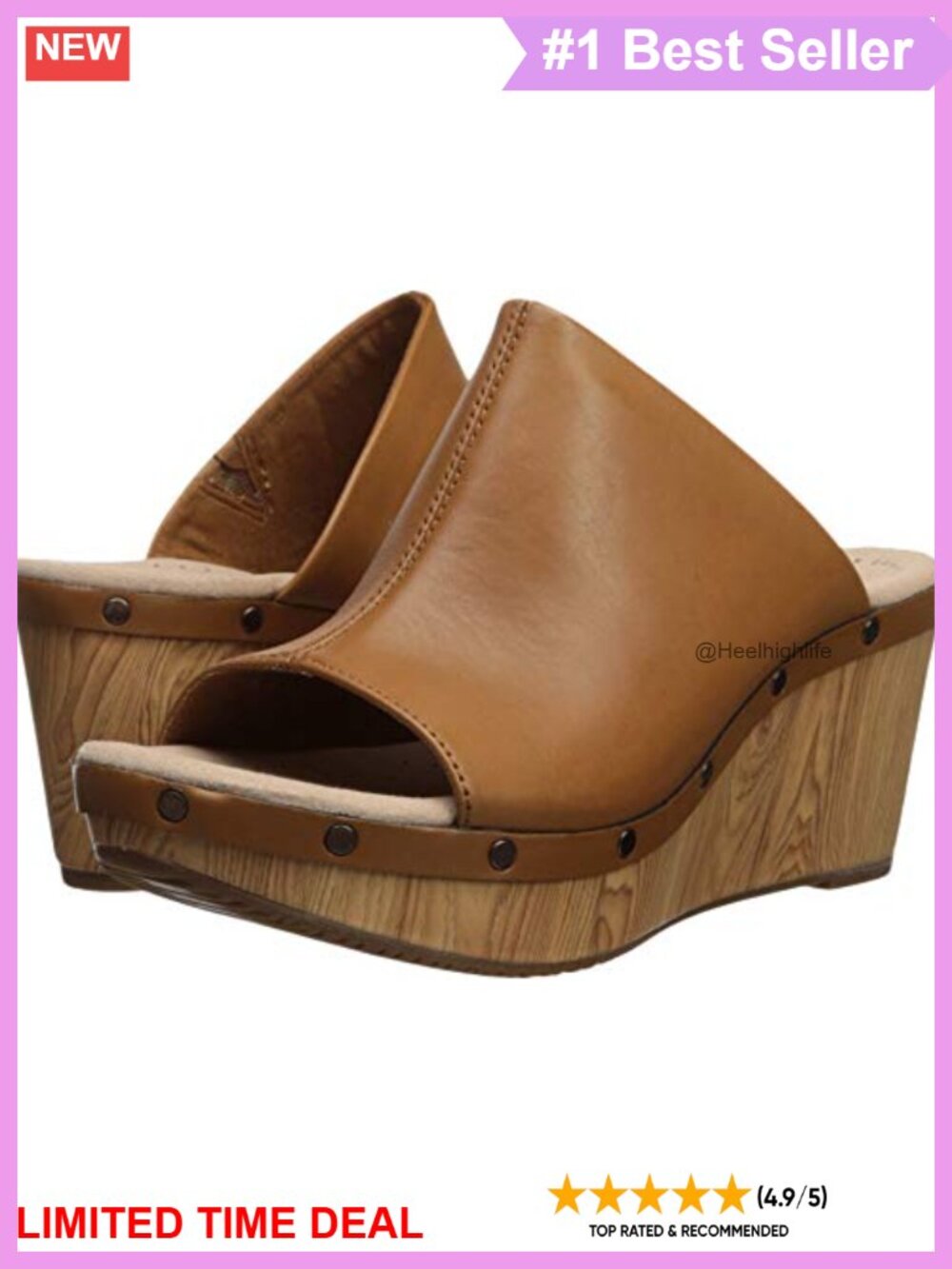 Clarks Annadel Molly Leather Wedge Sandals Cushion Soft OrthoLite Comfort